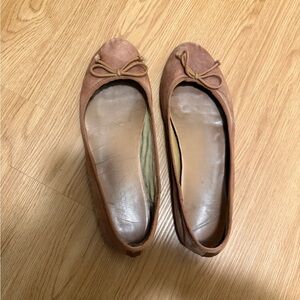 Brown Genuine Leather Ballet Flats